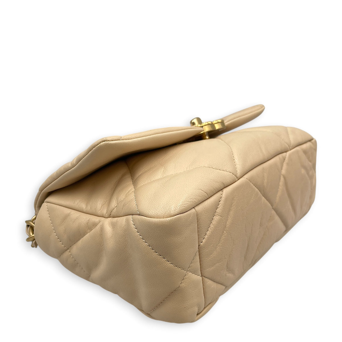 C19 25 Beige Shoulder Bag in Goat Leather Mixed hardware
