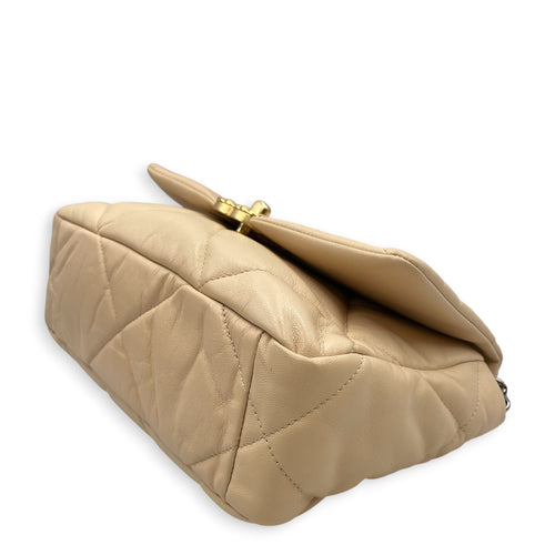 C19 25 Beige Shoulder Bag in Goat Leather Mixed hardware