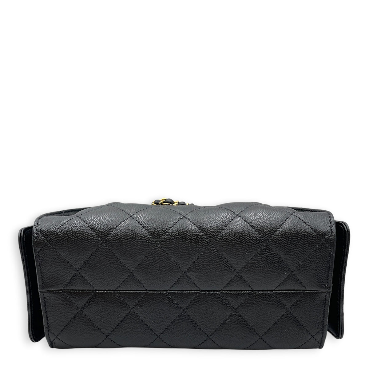 C25  Mini Black Shoulder Bag in Caviar Leather Brushed Gold hardware