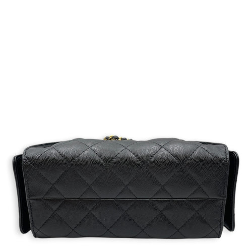 C25  Mini Black Shoulder Bag in Caviar Leather Brushed Gold hardware