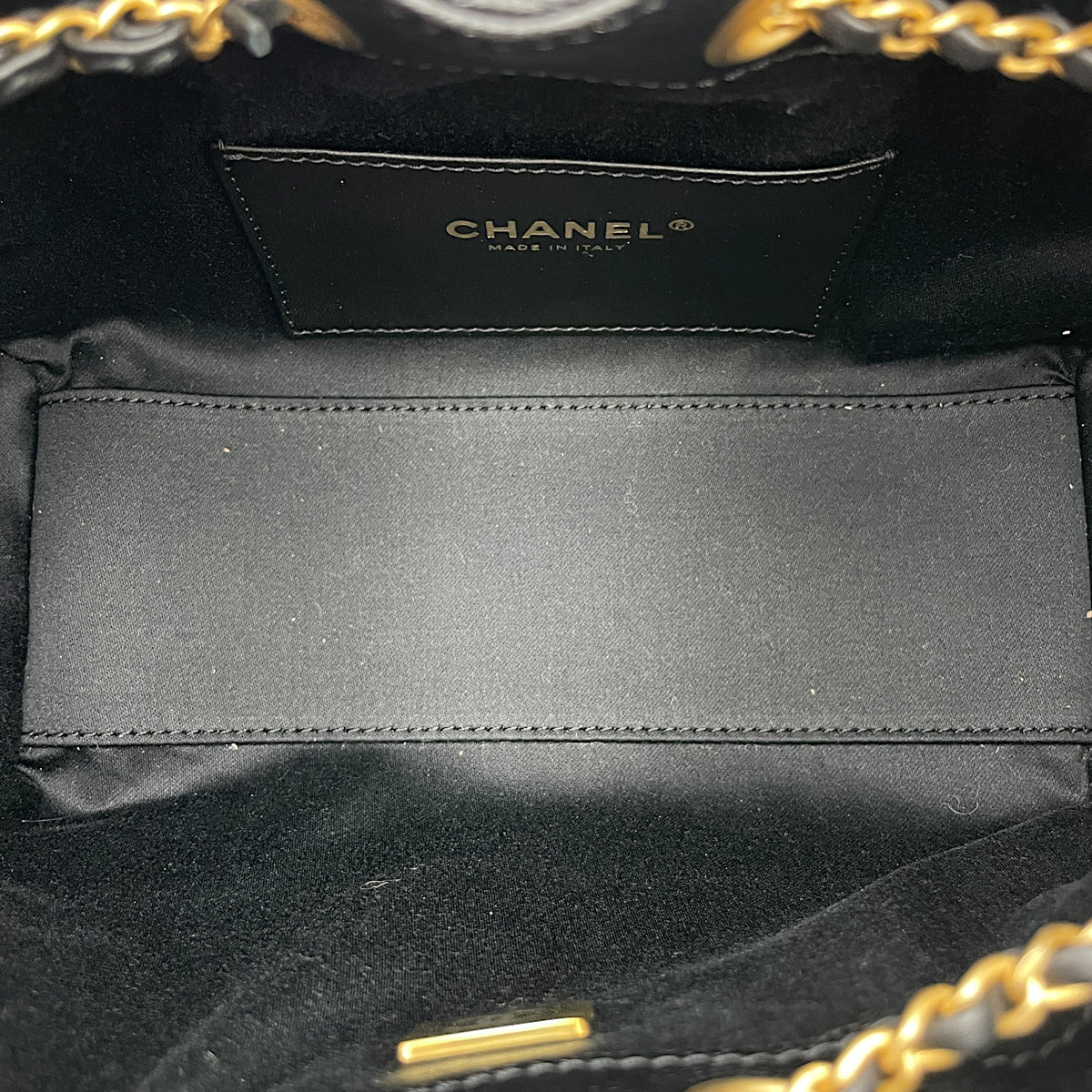 C25  Mini Black Shoulder Bag in Caviar Leather Brushed Gold hardware