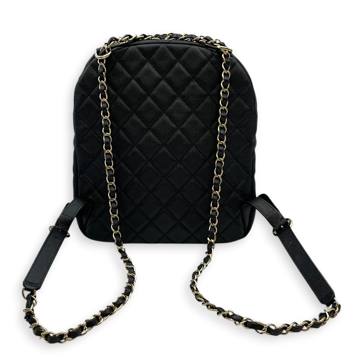 CC Day  Small Black Backpack in Caviar Leather Silver hardware