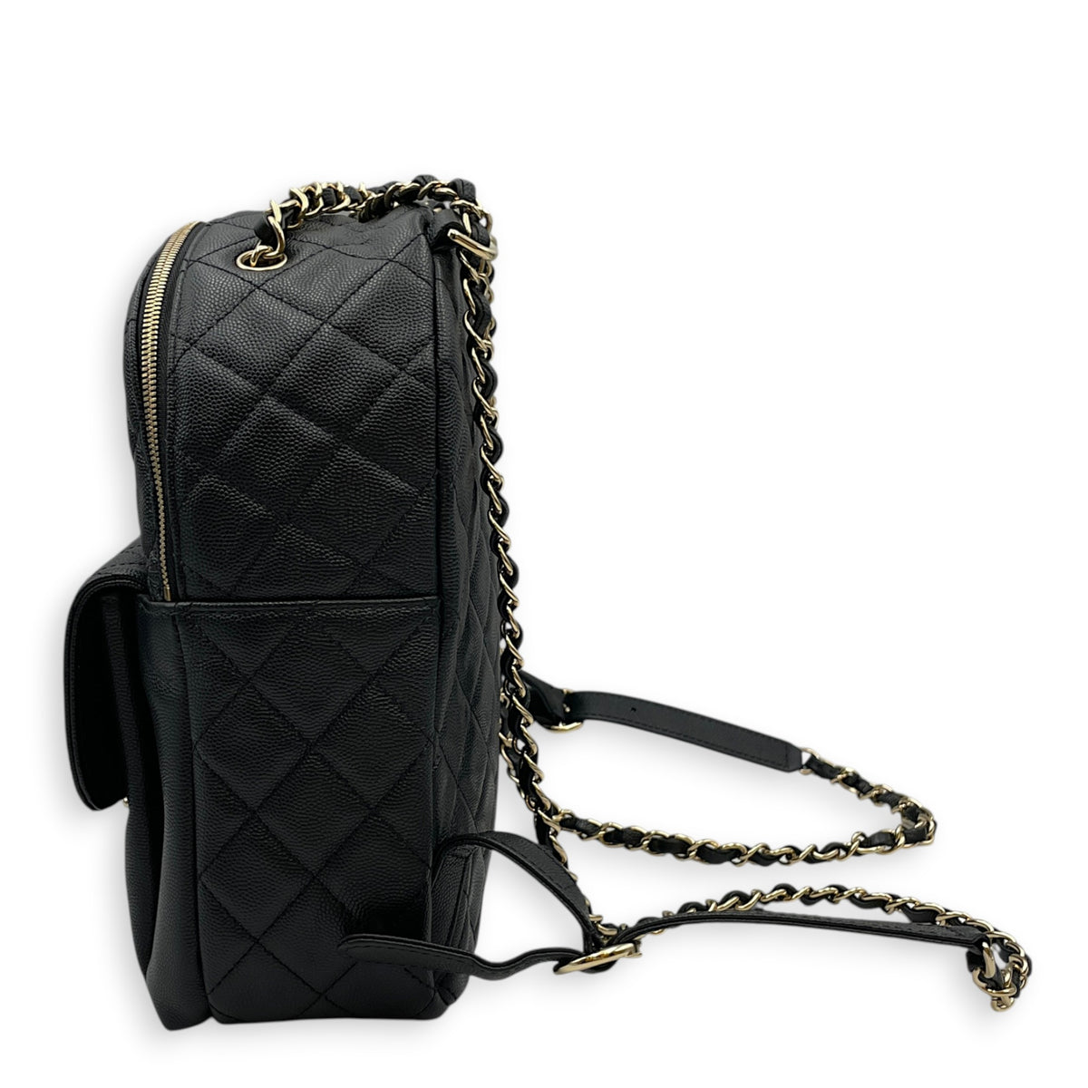 CC Day  Small Black Backpack in Caviar Leather Silver hardware