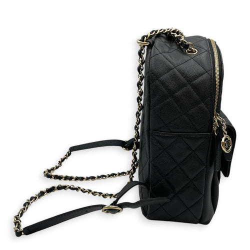 CC Day  Small Black Backpack in Caviar Leather Silver hardware