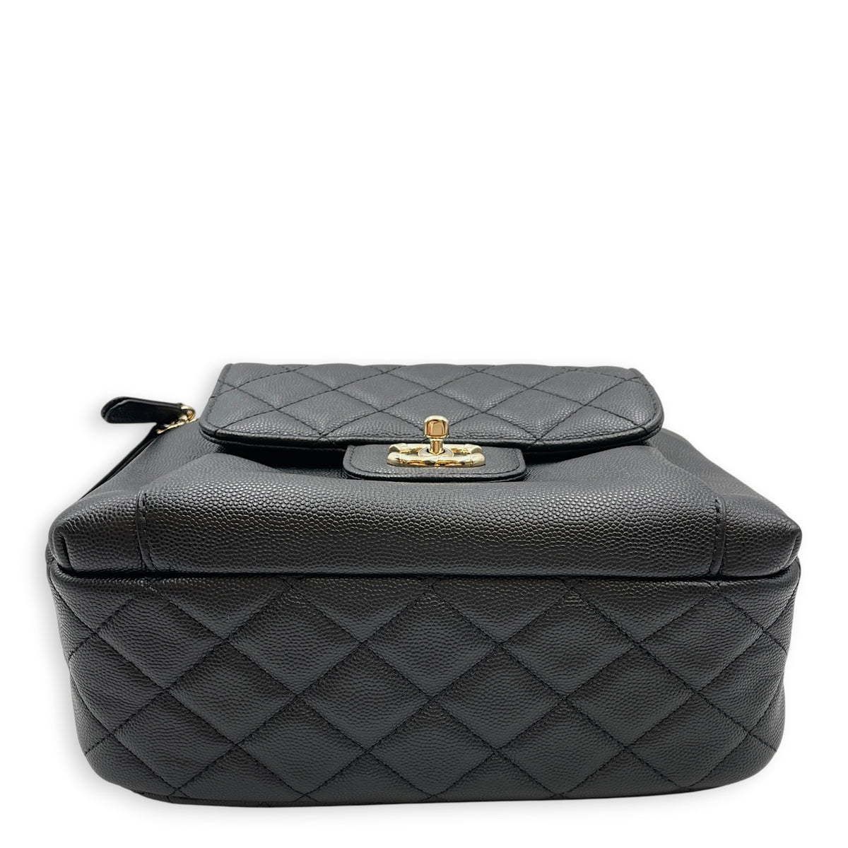 CC Day  Small Black Backpack in Caviar Leather Silver hardware