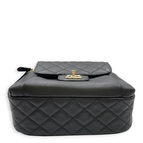 CC Day  Small Black Backpack in Caviar Leather Silver hardware