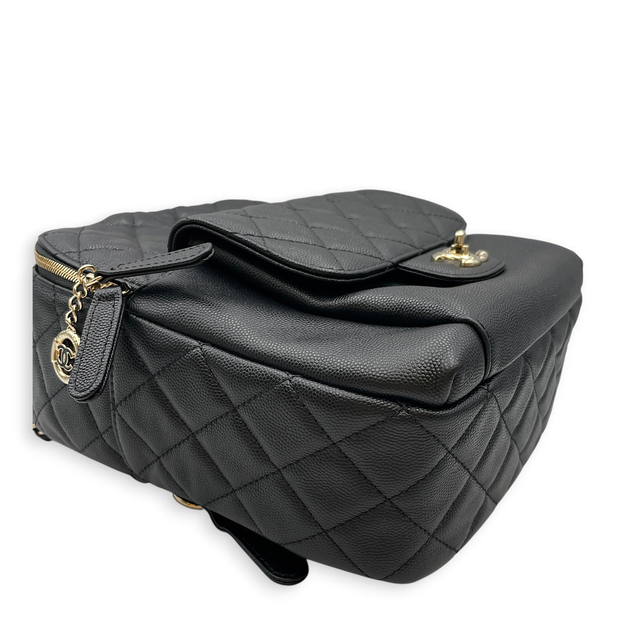 CC Day  Small Black Backpack in Caviar Leather Silver hardware