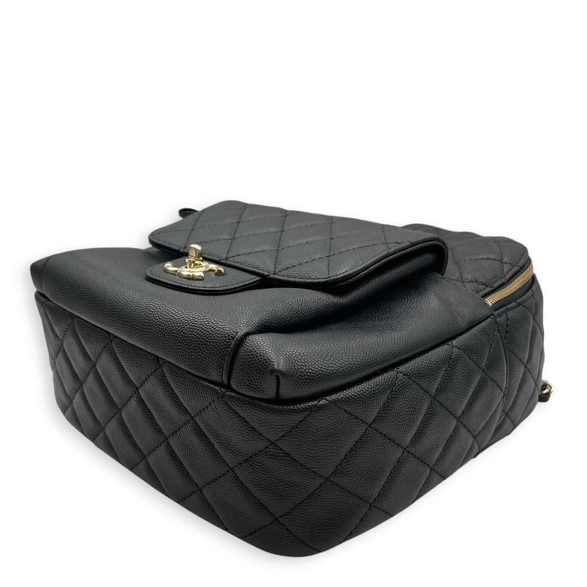 CC Day  Small Black Backpack in Caviar Leather Silver hardware
