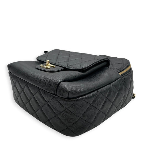 CC Day  Small Black Backpack in Caviar Leather Silver hardware