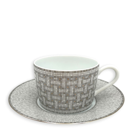 Mosaique Au 24 Platinum tea cup & saucer Porcelaine