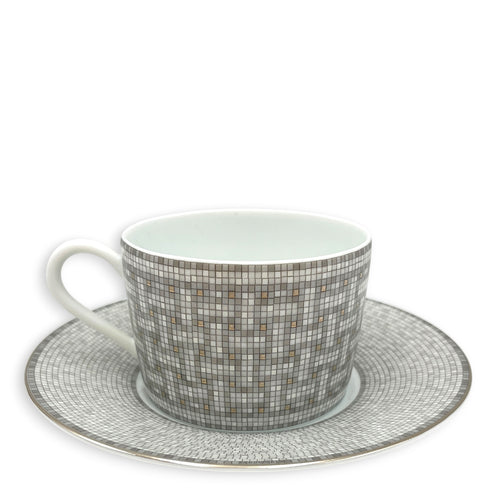 Mosaique Au 24 Platinum tea cup & saucer Porcelaine