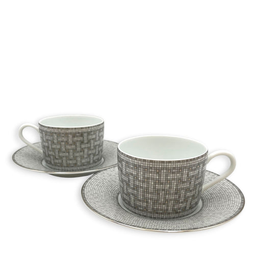 Mosaique Au 24 Platinum tea cup & saucer Porcelaine
