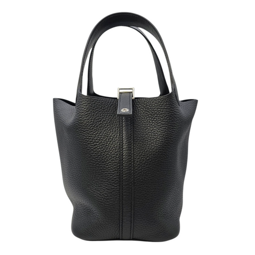 Picotin Touch 18 Noir in Ostrich/Clemence Palladium hardware