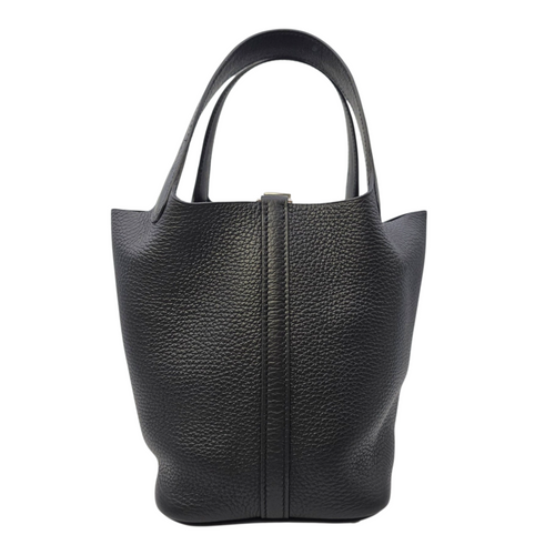 Picotin Touch 18 Noir in Ostrich/Clemence Palladium hardware