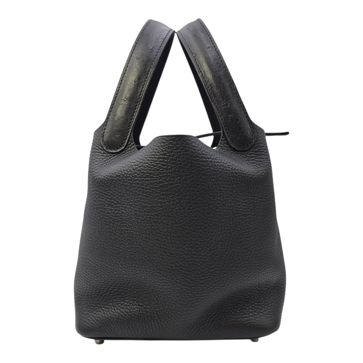 Picotin Touch 18 Noir in Ostrich/Clemence Palladium hardware