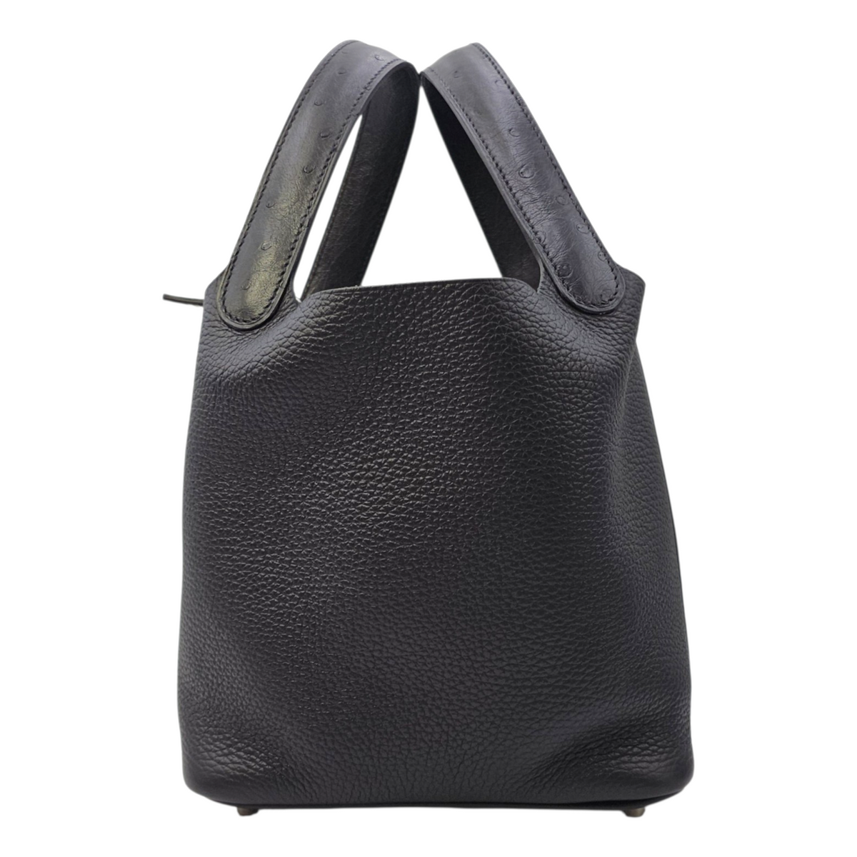 Picotin Touch 18 Noir in Ostrich/Clemence Palladium hardware