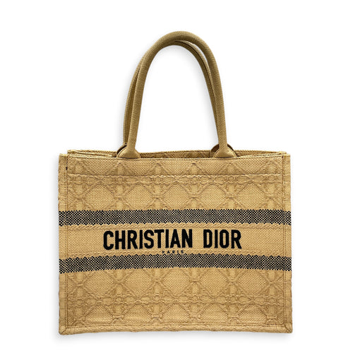 Book Tote Beige Tote Bag in Raffia