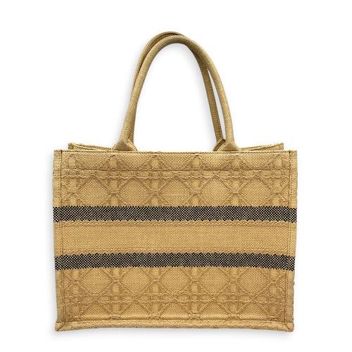 Book Tote Beige Tote Bag in Raffia