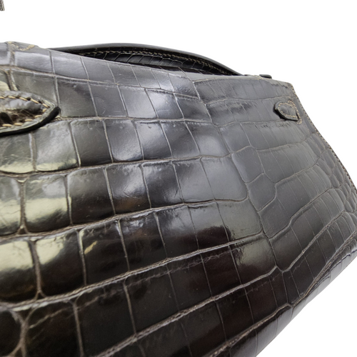 Kelly Pochette Graphite in Shiny Niloticus Palladium hardware