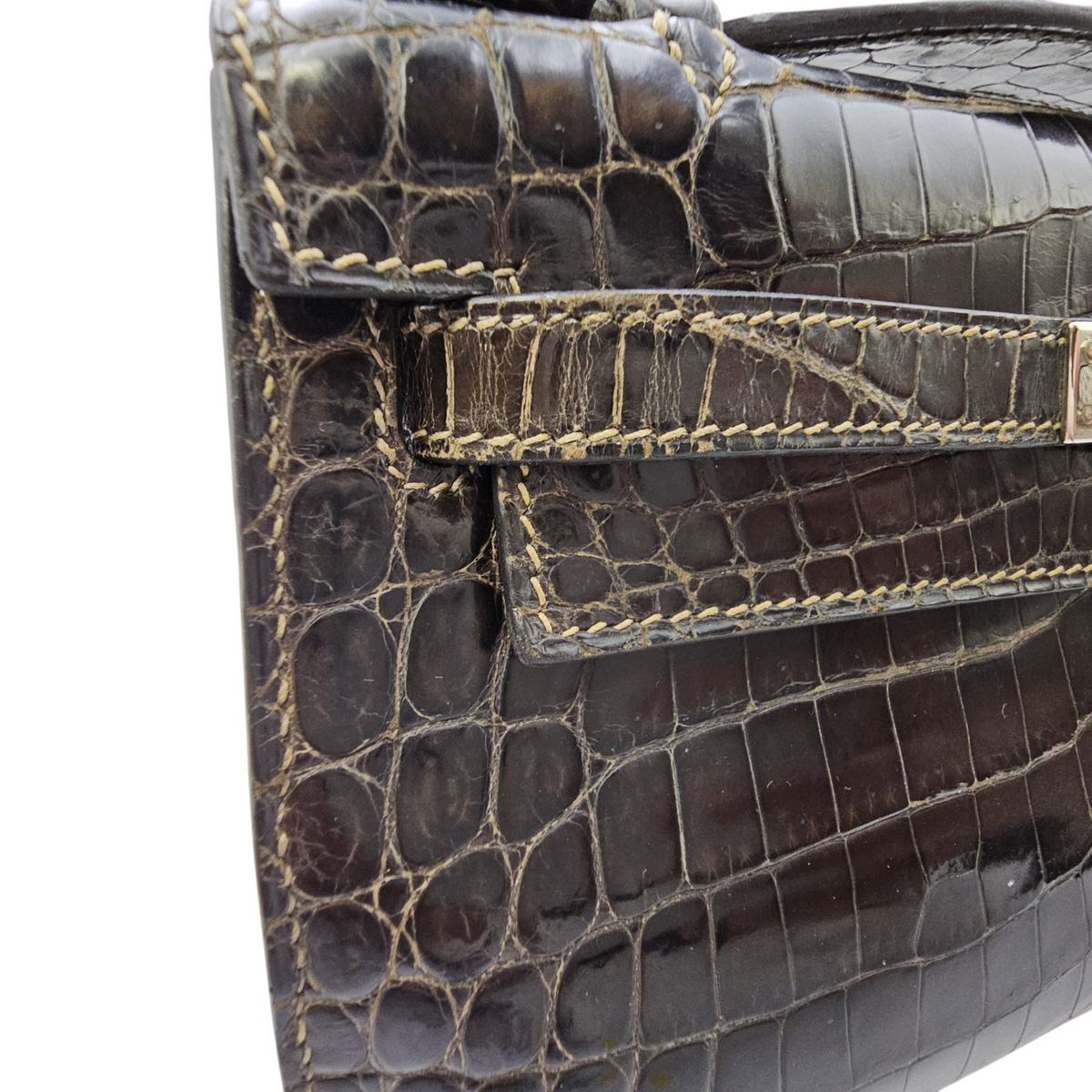 Kelly Pochette Graphite in Shiny Niloticus Palladium hardware