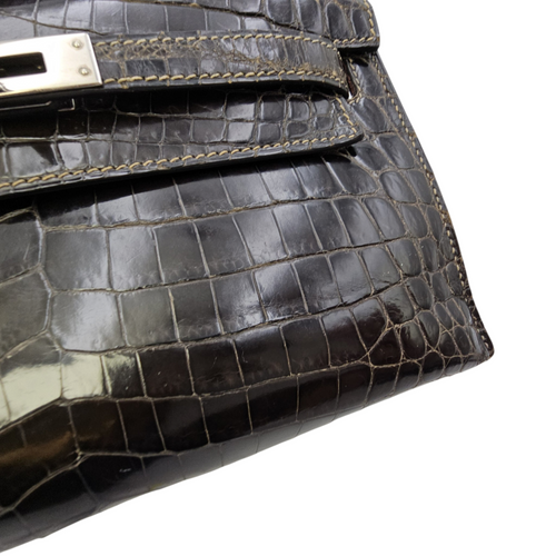 Kelly Pochette Graphite in Shiny Niloticus Palladium hardware