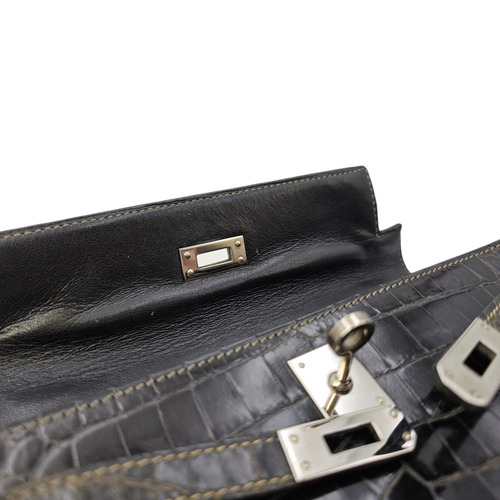 Kelly Pochette Graphite in Shiny Niloticus Palladium hardware