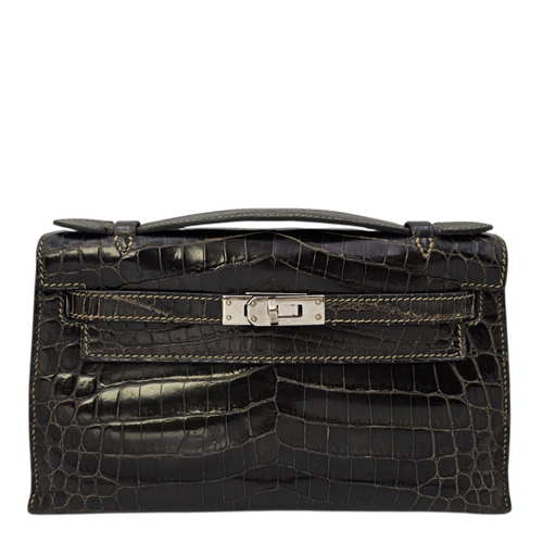Kelly Pochette Graphite in Shiny Niloticus Palladium hardware