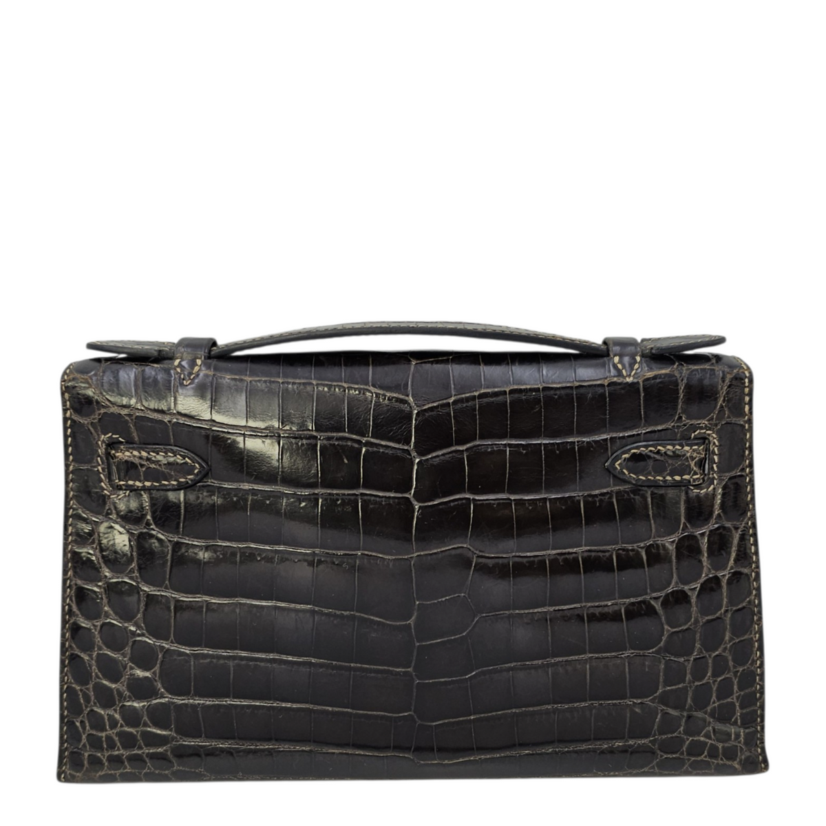 Kelly Pochette Graphite in Shiny Niloticus Palladium hardware