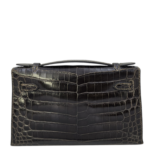 Kelly Pochette Graphite in Shiny Niloticus Palladium hardware