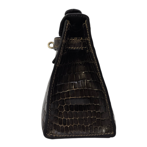 Kelly Pochette Graphite in Shiny Niloticus Palladium hardware