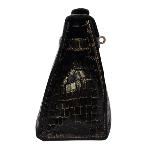 Kelly Pochette Graphite in Shiny Niloticus Palladium hardware