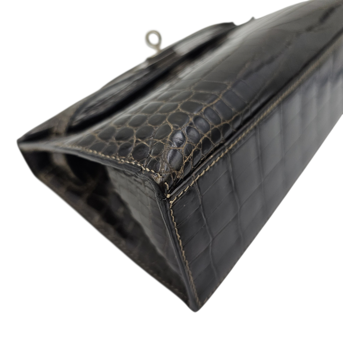 Kelly Pochette Graphite in Shiny Niloticus Palladium hardware