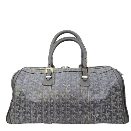 Croisiere Duffle  Grey Top Handle Bag in Coated Canvas Silver hardware