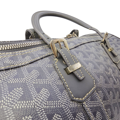 Croisiere Duffle  Grey Top Handle Bag in Coated Canvas Silver hardware