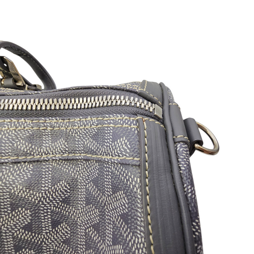 Croisiere Duffle  Grey Top Handle Bag in Coated Canvas Silver hardware