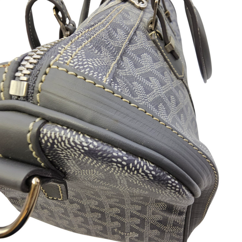 Croisiere Duffle  Grey Top Handle Bag in Coated Canvas Silver hardware