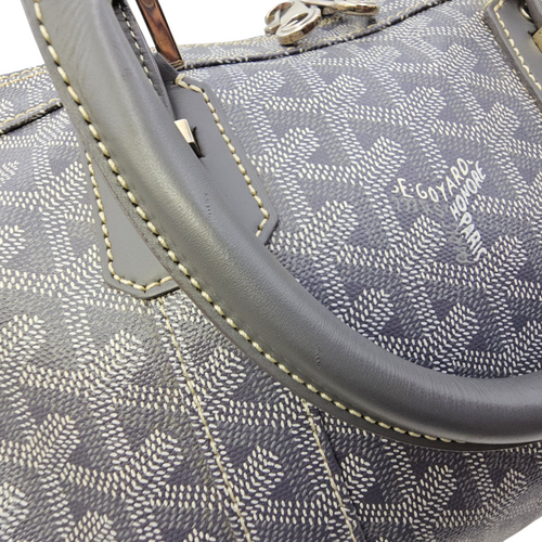 Croisiere Duffle  Grey Top Handle Bag in Coated Canvas Silver hardware