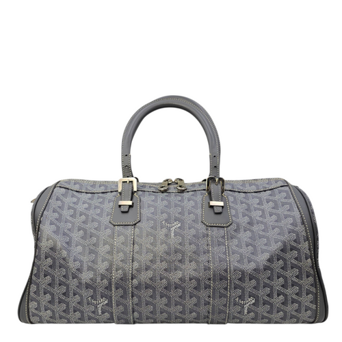 Croisiere Duffle  Grey Top Handle Bag in Coated Canvas Silver hardware
