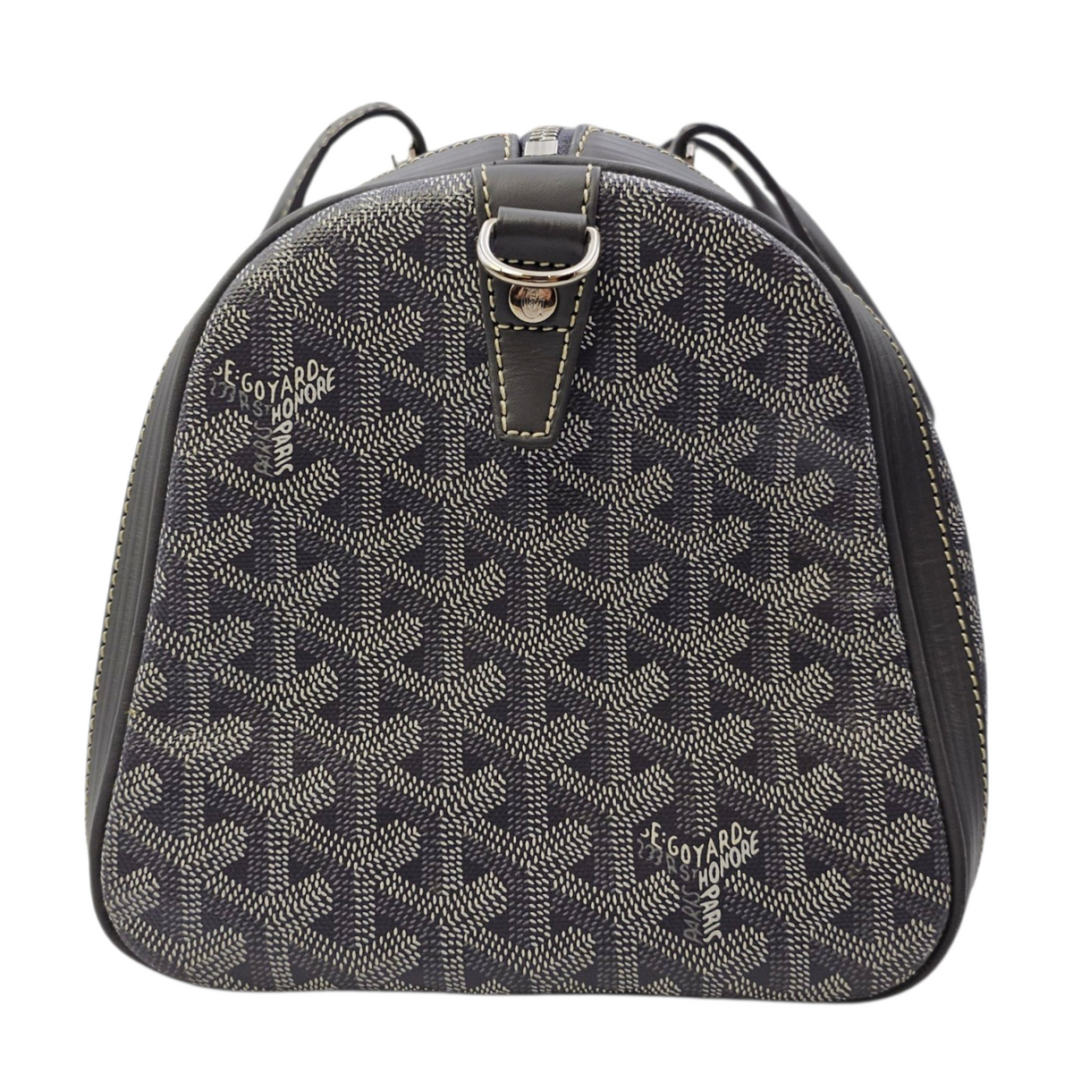 Croisiere Duffle  Grey Top Handle Bag in Coated Canvas Silver hardware