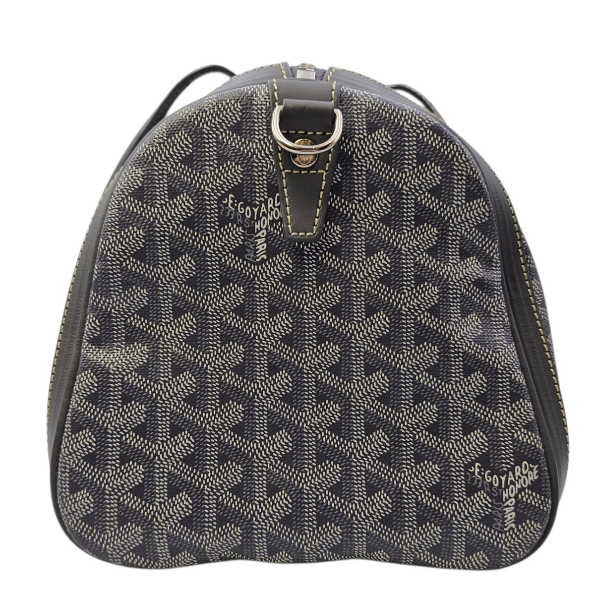 Croisiere Duffle  Grey Top Handle Bag in Coated Canvas Silver hardware