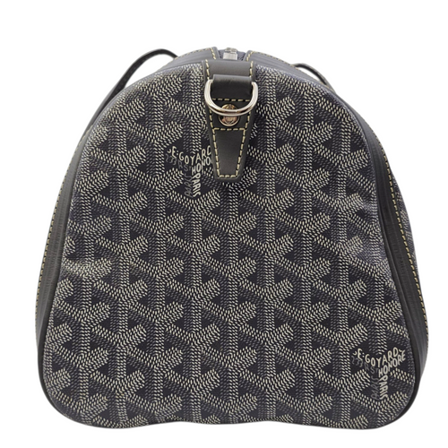 Croisiere Duffle  Grey Top Handle Bag in Coated Canvas Silver hardware