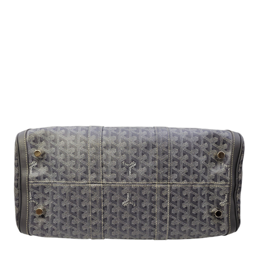 Croisiere Duffle  Grey Top Handle Bag in Coated Canvas Silver hardware