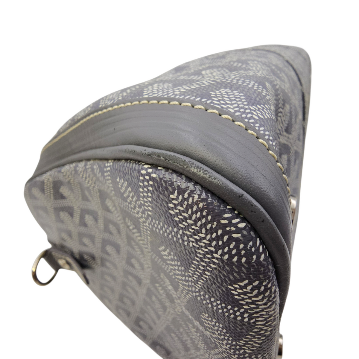 Croisiere Duffle  Grey Top Handle Bag in Coated Canvas Silver hardware