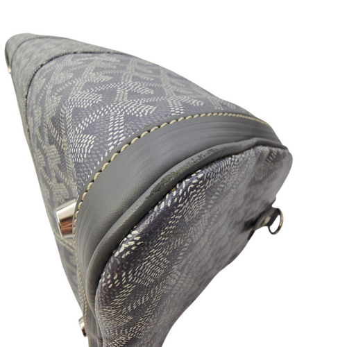 Croisiere Duffle  Grey Top Handle Bag in Coated Canvas Silver hardware