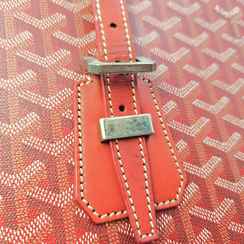 Comoros  Red Tote Bag in Coated Canvas Silver hardware
