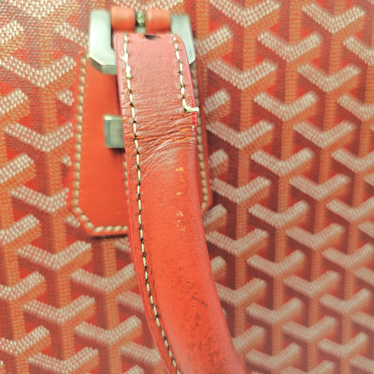 Comoros  Red Tote Bag in Coated Canvas Silver hardware