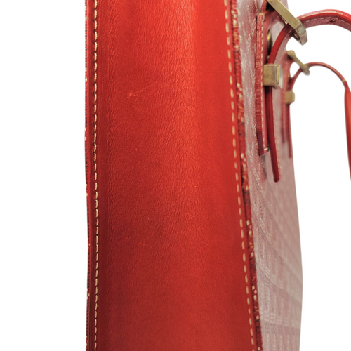 Comoros  Red Tote Bag in Coated Canvas Silver hardware