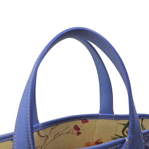 Le Jardin Belharra  PM Blue Tote Bag in Coated Canvas Silver hardware