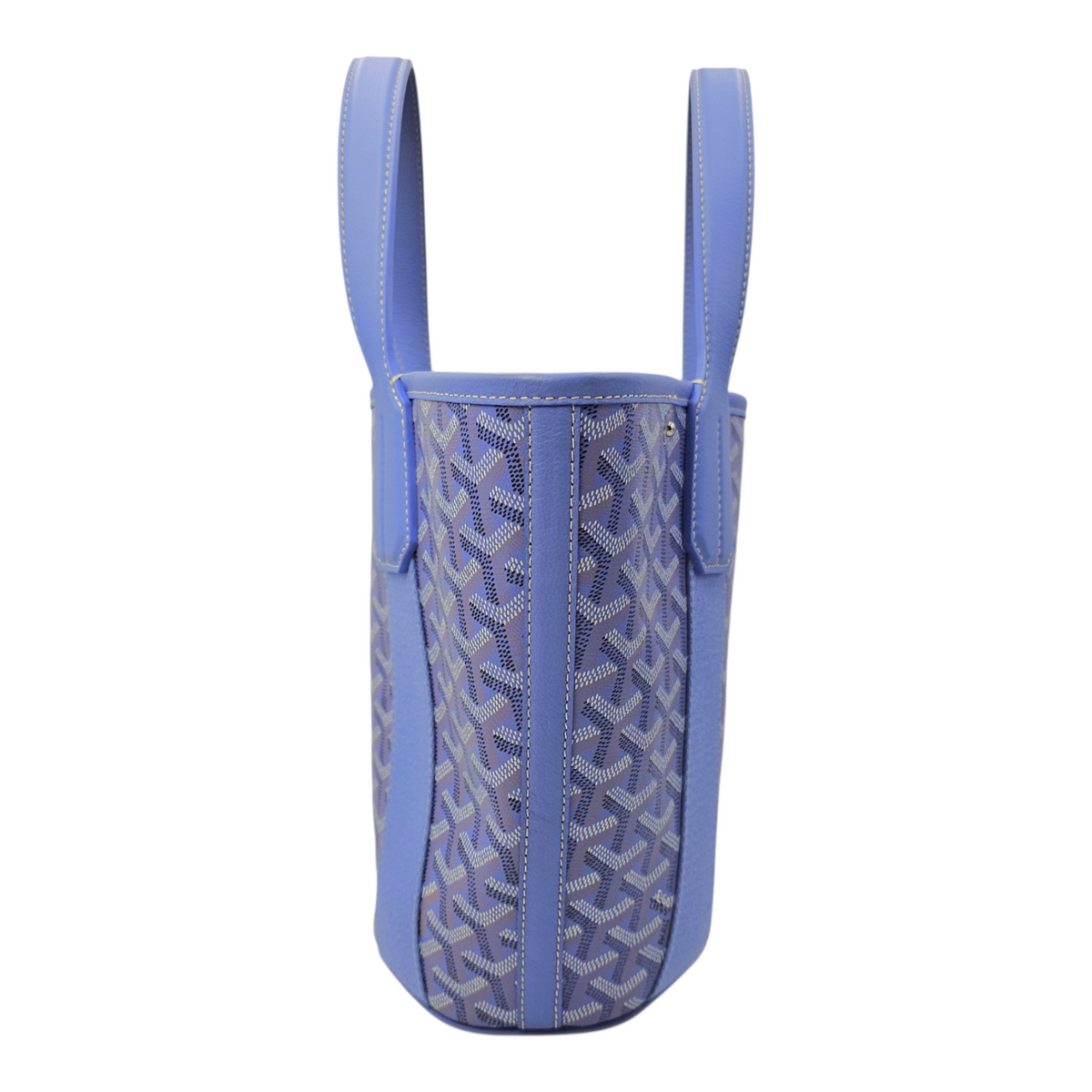 Le Jardin Belharra  PM Blue Tote Bag in Coated Canvas Silver hardware
