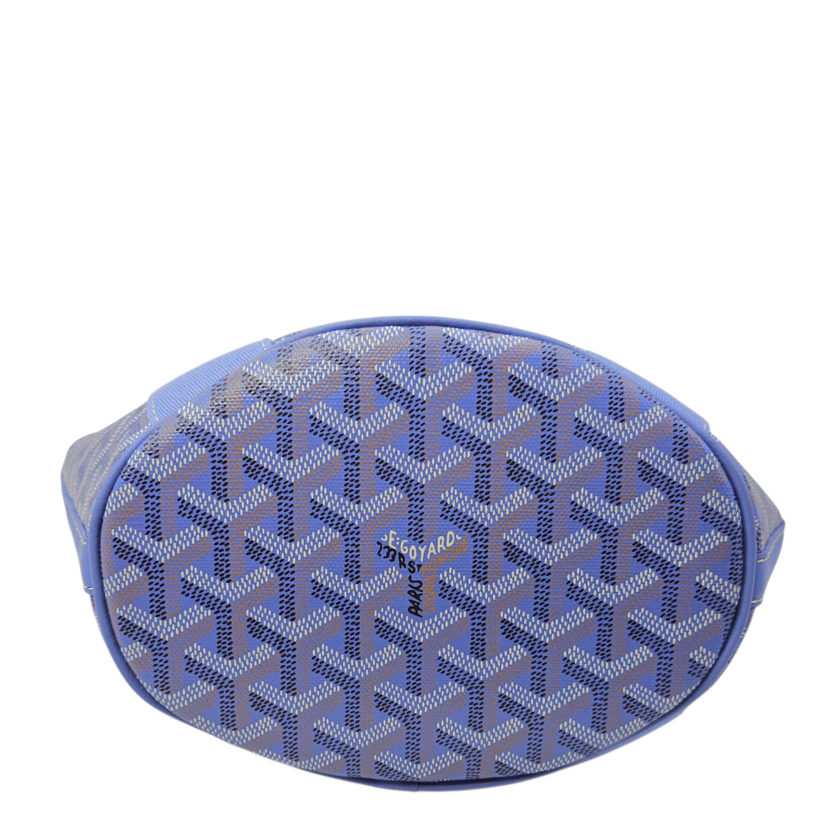 Le Jardin Belharra  PM Blue Tote Bag in Coated Canvas Silver hardware